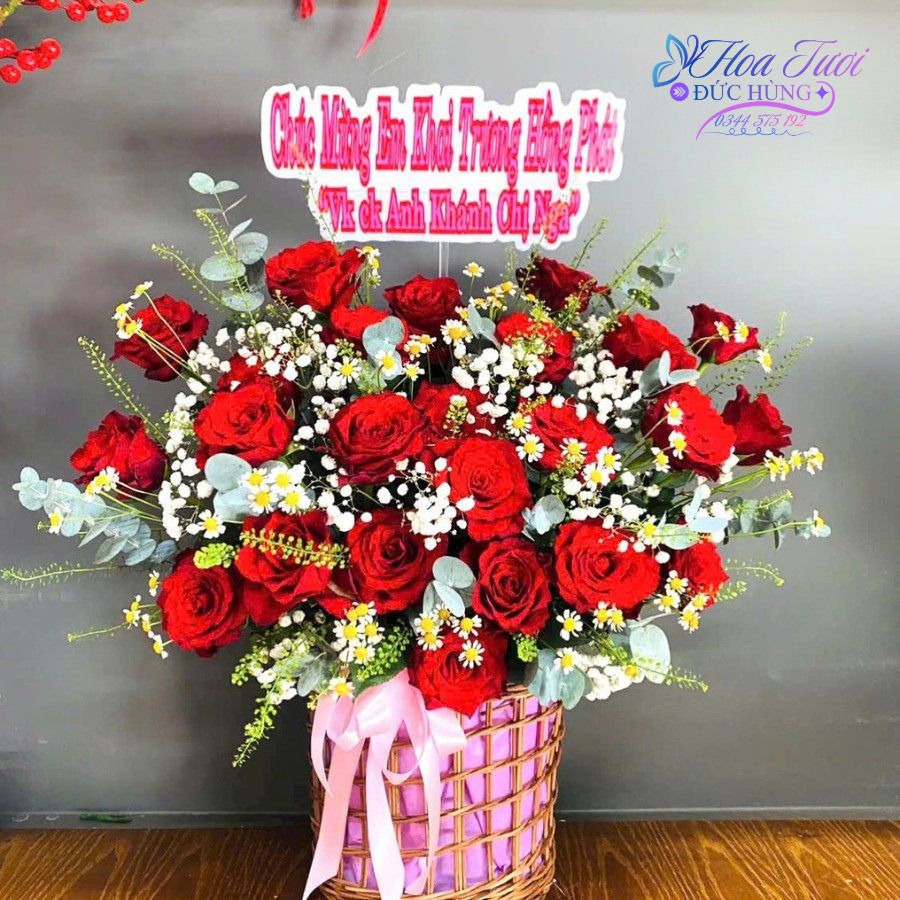 Giỏ Hoa Hồng Đỏ